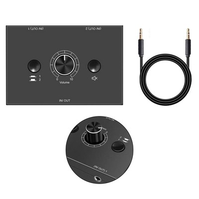 Plug&play 2 Way Bi-Directional Audio Switcher  Switch 2 in 1 out /1 in 2 out