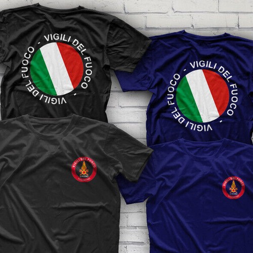 Italy Firefighter (Vigili Del Fuoco) T-Shirt - Men's Black Cotton Tee, Size S To 3XL