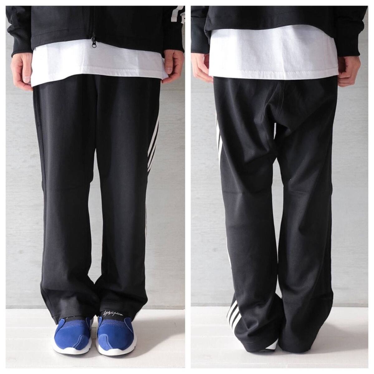 Adidas Y-3 Yohji Yamamoto 3-Stripe Wide Track Pant - Black Adidas Y-3 Yohji Yamamoto 3-Stripe Wide Track Pant - Black