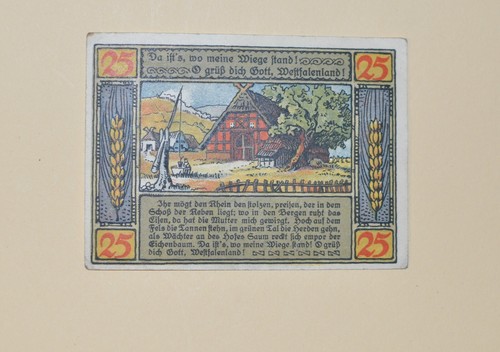 Notgeld. Gutschein der Stadt Lübbecke .25 Pfennig. Juli 1921 - Bild 2 von 2
