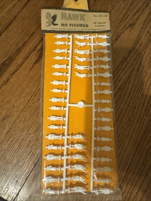 HO Scale Hawk Models, 48 Unpainted Figure Set #100 Sealed Vintage Railroad model