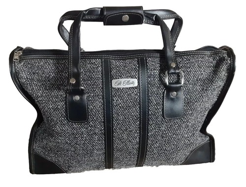 St. Moritz Classy Womens Black Grey Gray Tweed Duffle Luggage Travel Carry Bag