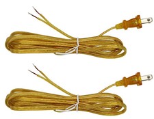 Gold Lamp Cord, 8 Foot Long Replacement Repair Part, 18/2 SPT-1 Wire - 2 Pack