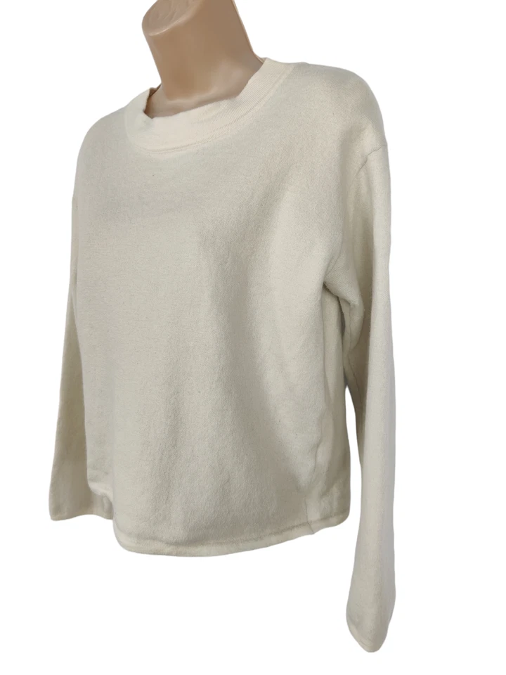 MUJER ROMPECABEZAS TALLA M MEDIANO CREMA LANA RICO CORTO INVIERNO JERSEY SUÉTER Foto 2 de 4