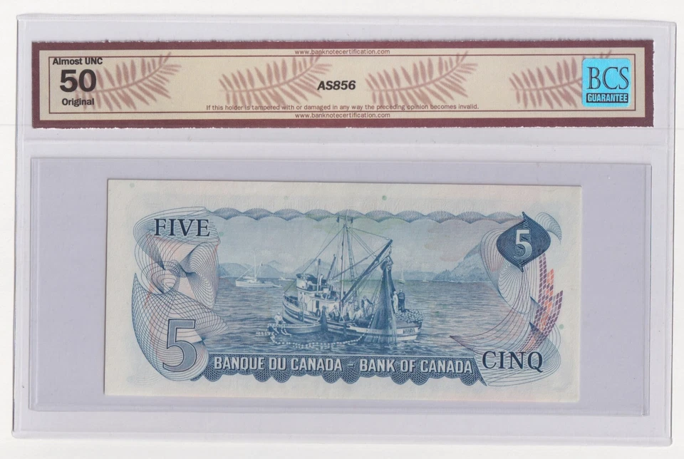 Canada $5 1972 BC-48aA   BCS Certified Almost UNC 50 REPLACEMENT *CD3240099 - Image 2 of 3