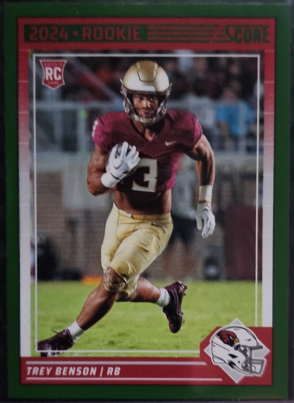 2024 Panini Score - Trey Benson (RC) Green Parallel - Arizona Cardinals