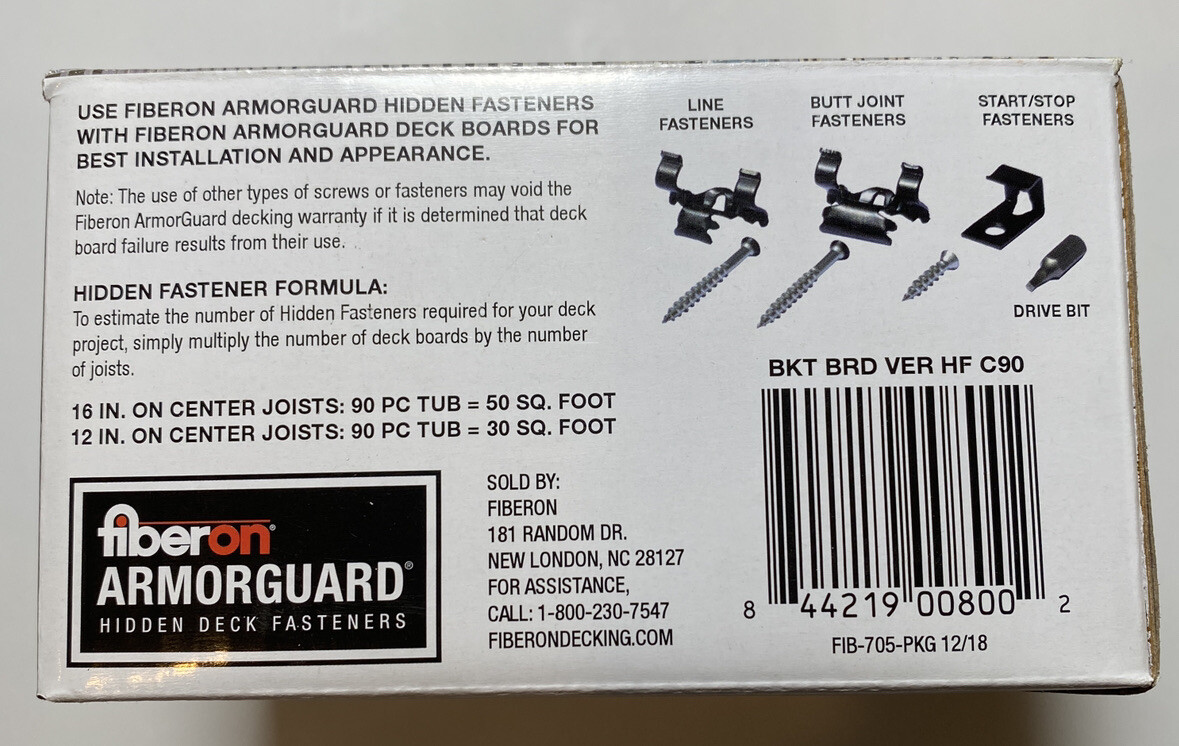 Fiberon Hidden Deck Fasteners Kit BKT BRD VER HF C90 (Qty 2