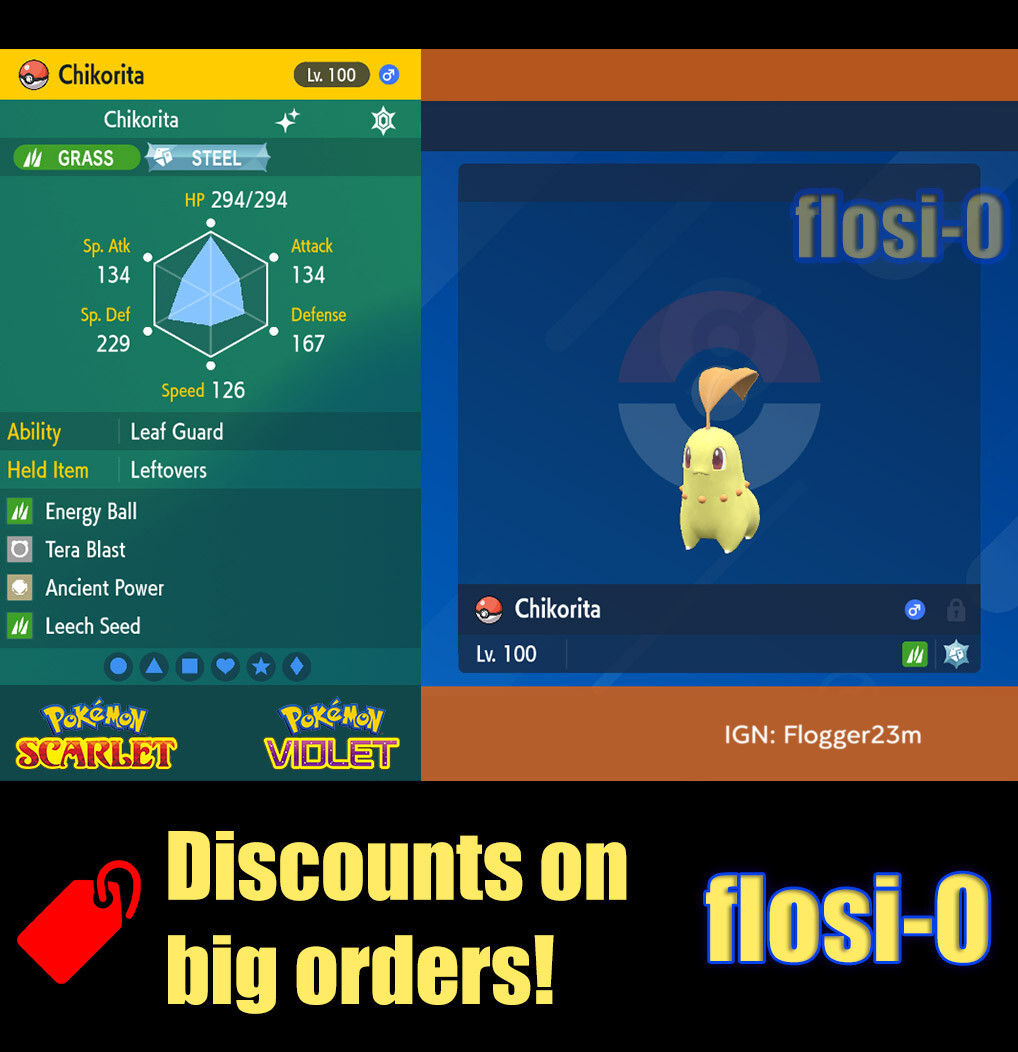 6IV Shiny Chikorita Pokemon Scarlet and Violet 6IV Shiny Chikorita Pokemon Scarlet and Violet