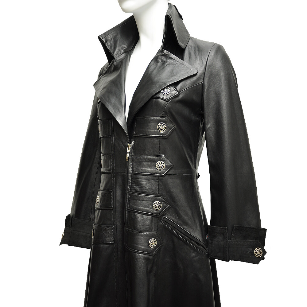 Coat Ledermantel Herren Gothic Leather Leder Daunenmantel Leather - Main Image