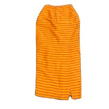 Vintage 60s 70s Orange Yellow Striped Pencil Maxi Slit Skirt Mod Hippie