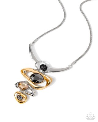 Paparazzi Abundantly Abstract - Black - Smoky, Hematite & Gems - Necklace & Earr