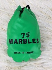 Vintage Bag Of 75 Cat's Eye Marbles in Original Green Vinyl Bag Made in Taiwan