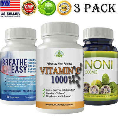 Vitamin C 1000mg Noni Fruit Respiratory System Lung Immune Support Supplement
