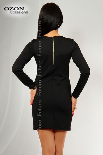 Animal Pattern High Quality Mini Dress Gold Brooch Zipper Shift FC1732/5381 - Picture 4 of 7