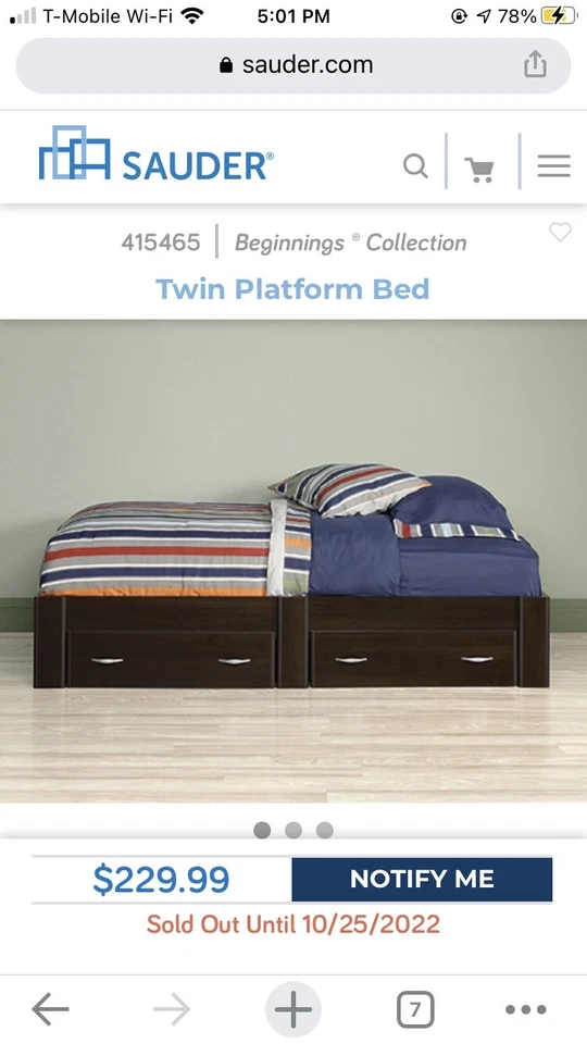 Sauder Beginnings肉桂樱桃双床平台床 — 第 2/4 张图片