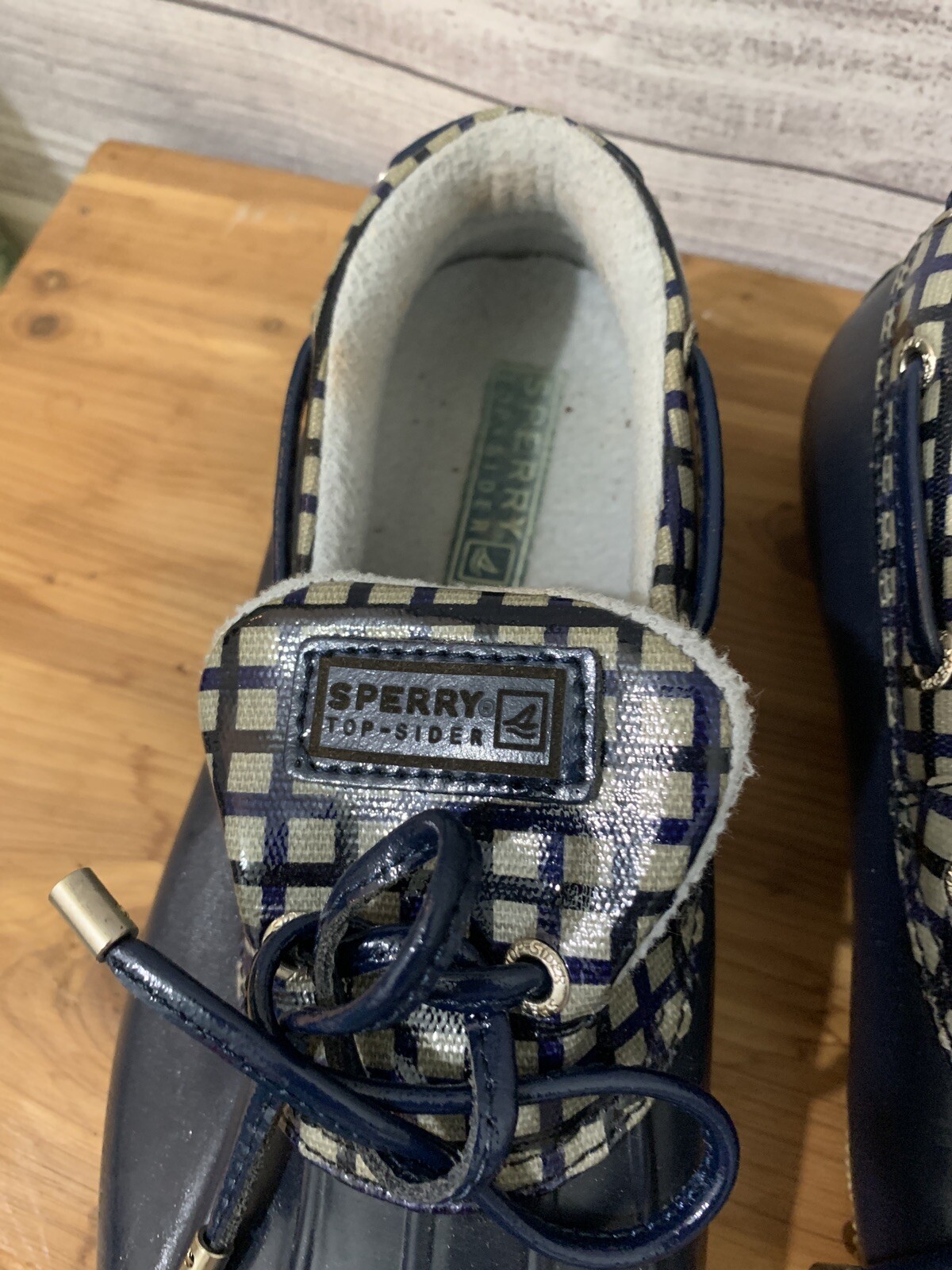 Sperry Topsider Navy Dark Blue Checkered Waterpro… - image 2