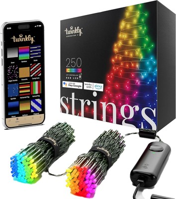 Twinkly App-Controlled 65.6ft Smart String LED Lights with 250 RGB LEDs - WiFi &