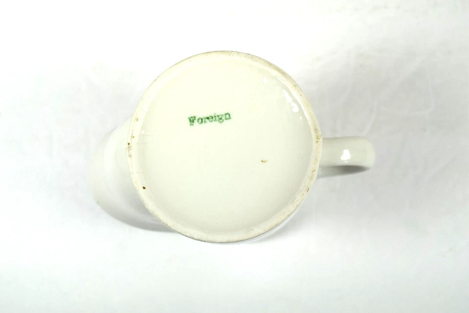 Antica tazza da barba Scuttle floreale pietra di ferro bordo oro 4" marcata "straniera" - Immagine 3 di 4