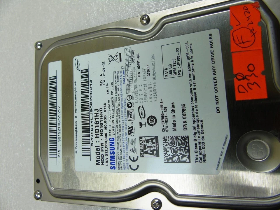 Dell Samsung HD161HJ, Desktop PC 160GB SATA , 3.5" HDD, FW: JF100-22, 2008.09 - Image 2 of 4