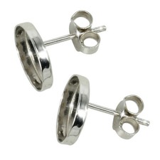 Earrings Settings Post with Oval Bezel Mounting in Sterling Silver - Various