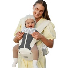 Momtory Baby Carrier - Gray and White 7-50lbs Baby Carrier with Hip seat