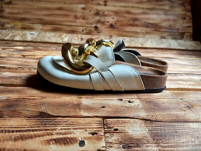 【JW Anderson】 Plaqueチェーンスエードミュール JW Anderson Chain slip-on mule white EUR SZ 38. Us 7 Clogs