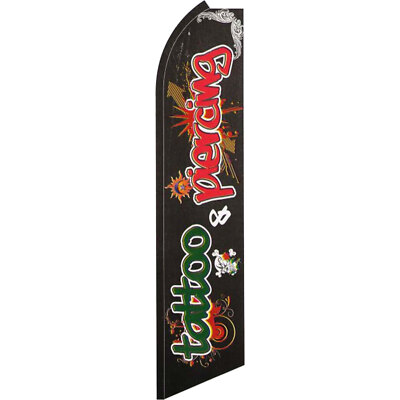Tattoo & Piercing  2 1/2 ft X 11 1/2 ft Swooper Flag (Hardware Sold Separately)