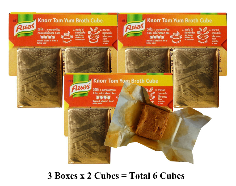 3x Knorr Tom Yum Spicy Soup Broth Seasoning Cubes Chili  Lemongrass 6 cubes