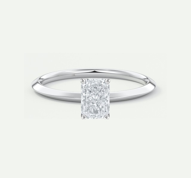 3/4 Ct Radiant E/VVS Lab Created Grown Diamond Solitaire Ring 18K White Gold