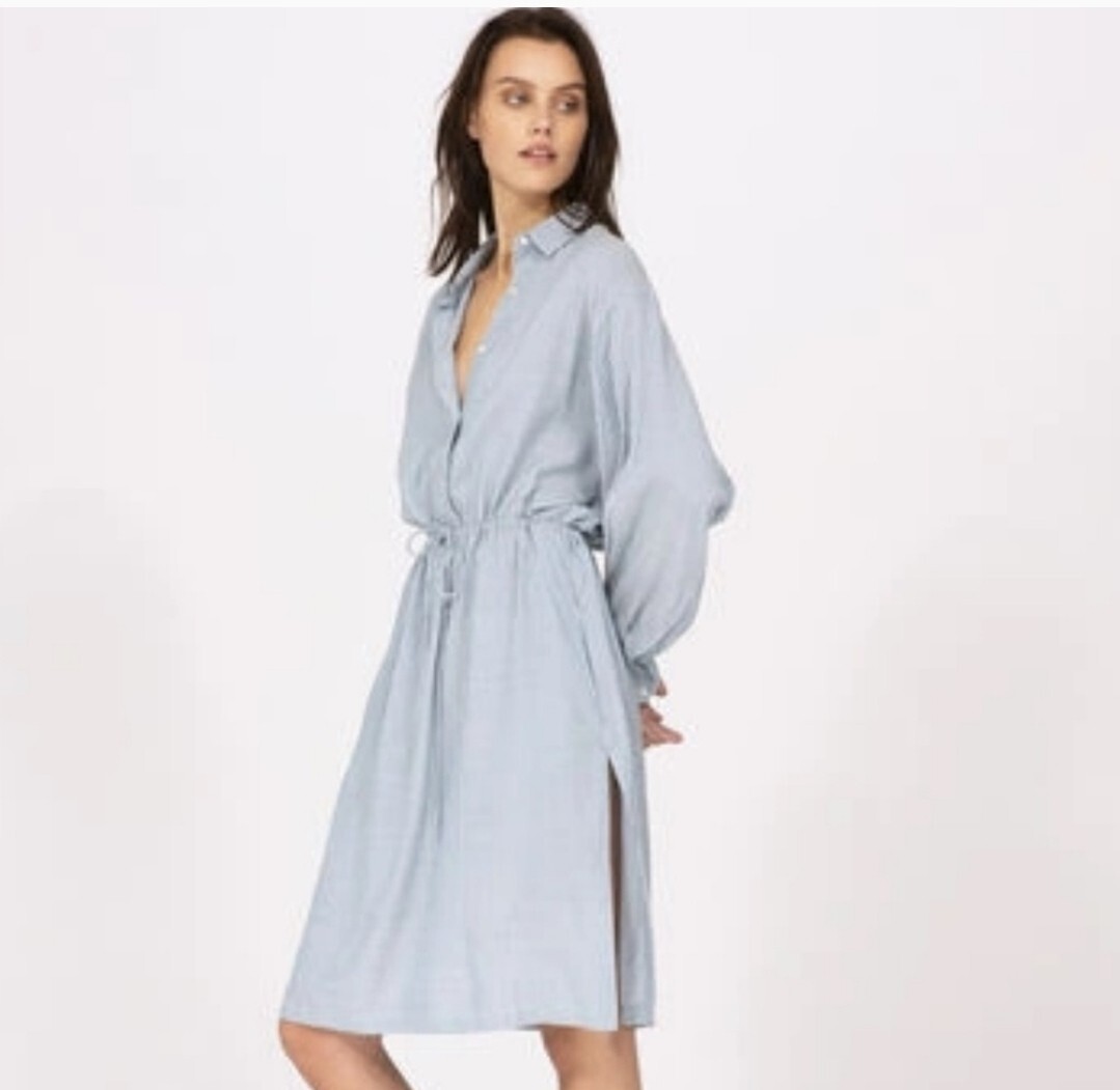 iro blue dress EOANE women blue cupro draped long dress