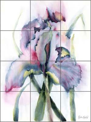 Iris Tile Backsplash Phyllis Neufeld Ceramic Flower Art Mural PNA006