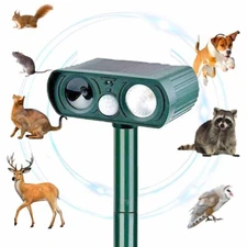 Ultrasonic Animal Repeller for Squirrels Raccoon Rabbit Fox, Garden Yard Farm
