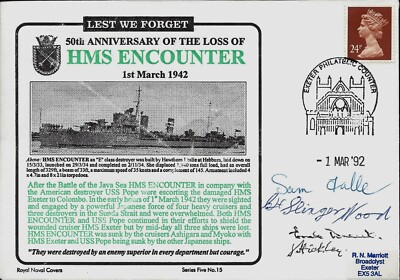 GB FDC MARINE SIGNIERTE SERIE 5 HMS OCEAN VENGEANCE GLASGOW BELFAST DELFIN BOLLWARK