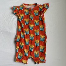 POSH PEANUT Bamboo French Fry Ruffled Short Romper