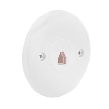 Telephone Wall Plate Jack Round Circular RJ11-6P4C 4-Conductor Jack, WHITE