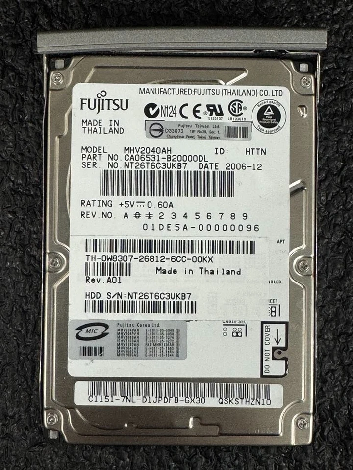 Fujitsu CA06531-B20000DL MHV2040AH 40GB 5,4K RPM 8MB EIDE Ultra ATA133 2.5" HDD - Image 2 of 4