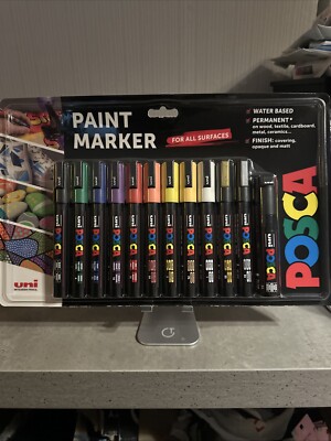 POSCA Stifte PC-5M Acryl Filzspitze mehrfarbig Permanent Lack Marker 12er Pack