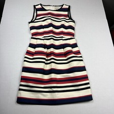 J.Crew Womens Sleeveless Dress Striped Nautical Preppy Back Zip Pockets Size 0