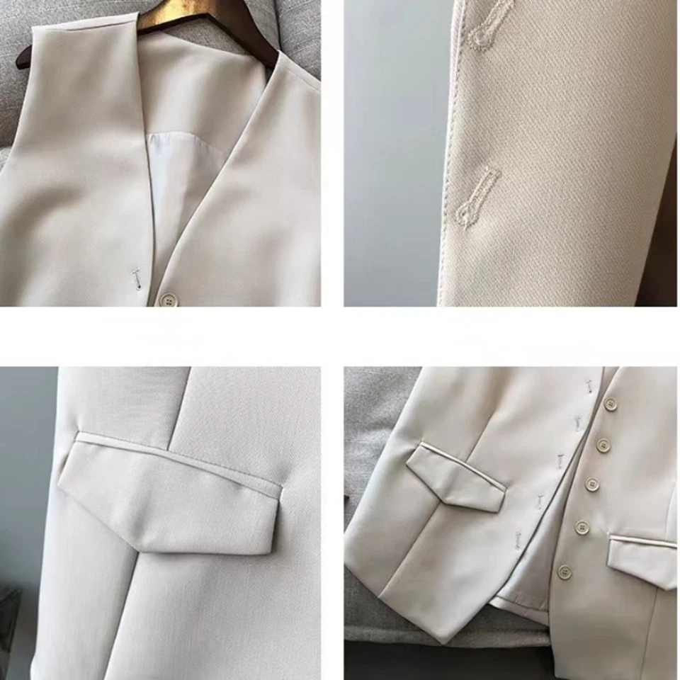 Women Waistcoat Gilet Tank Top Sleeveless Button Vest Jacket Coat Smart Casual - Image 2 of 4