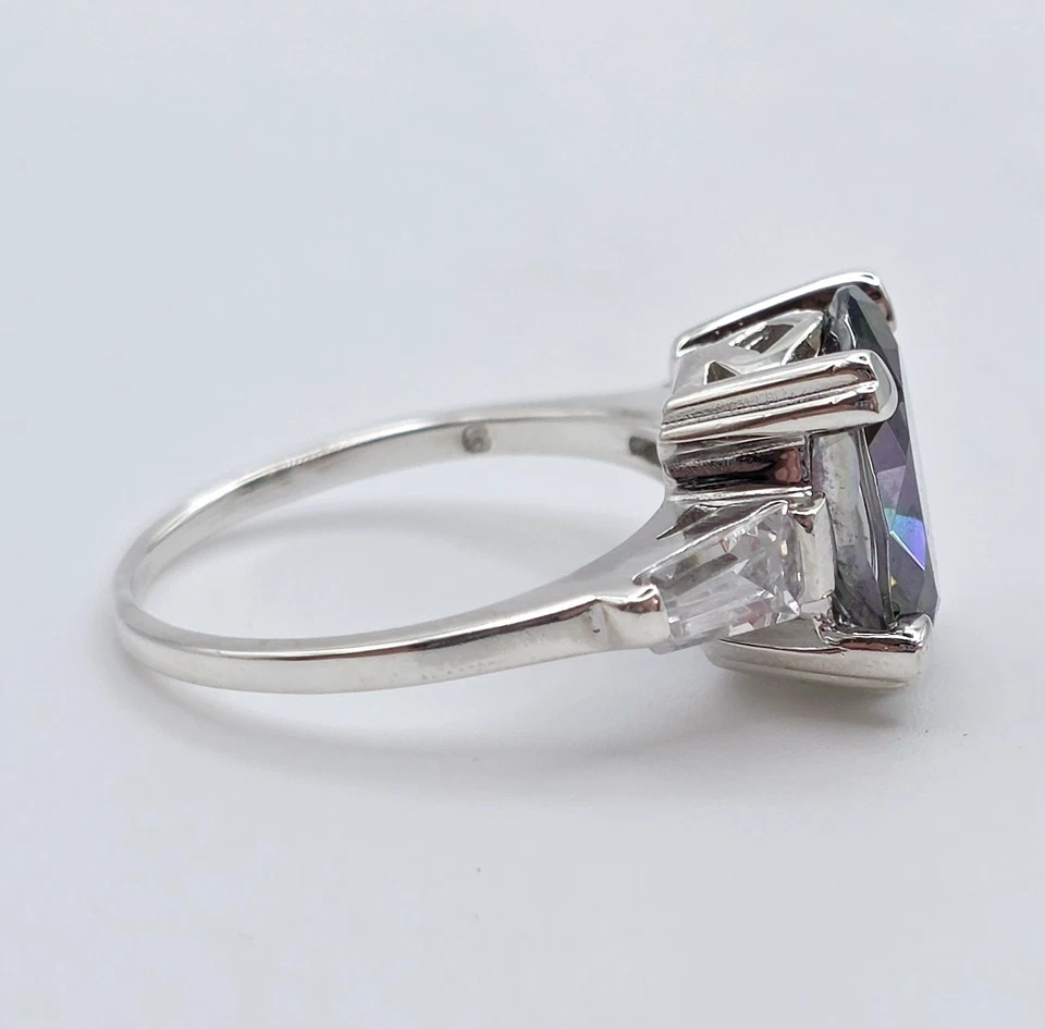 Vintage Sterling Silver Mystic Topaz Cubic Zirconia Ring Size 6.5 Art Deco Style - Image 4 of 4