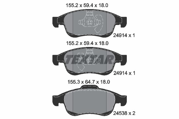 1X Textar 2491401 Bremsbelagsatz Scheibenbremse FüR Renault Nissan Mitsubishi Da-image