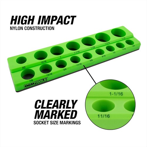 3pcs 1/2 3/8 1/4-inch Drive SAE Green Magnetic Socket Organizer Socket Holder - Picture 4 of 8