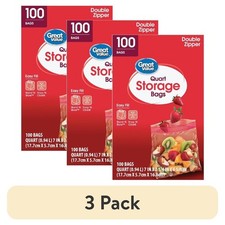Quart Size Double Zipper Storage Bags Fresh Seal 3 Pack 100 Count