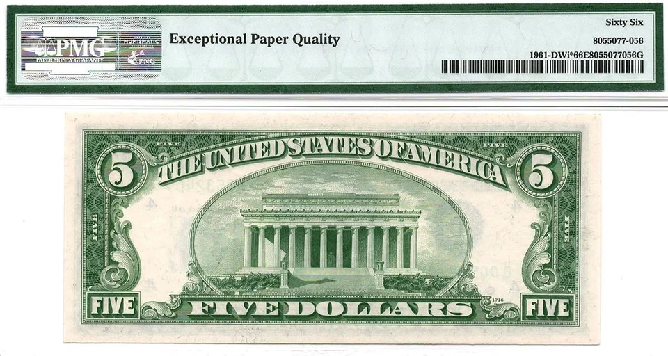 1950* $5 Cleveland STAR Federal Reserve Note FRN • 1961-D* Rare • PMG 66 EPQ - Image 3 of 3