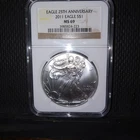 2011 SILVER EAGLE NGC MS 69  BROWN LABEL 25th Anniversary