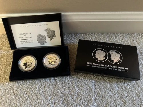2023-S Morgan and Peace Dollar Reverse Proof Two-Coin Set OGP COA