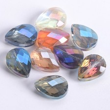 10pcs 18x13mm 24x17mm Teardrop Faceted Crystal Glass Loose Beads Jewelry Making