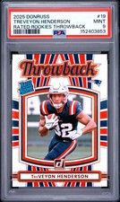 2025 PANINI DONRUSS RATED ROOKIES THROWBACK #19 TREVEYON HENDERSON RC PSA 9