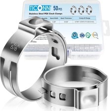 50PCS 5/8" PEX Clinch Clamps, 304 Stainless Steel PEX Clamp Rings for PEX Pipe T