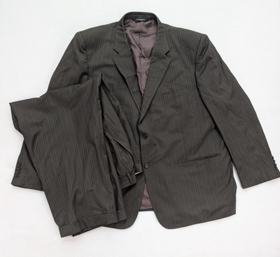 #ad #ad Pronto Uomo Men#x27;s Suit Size 52R Brown Pinstripe Pleated Pants Sz 44x27 FLAWS $39.99